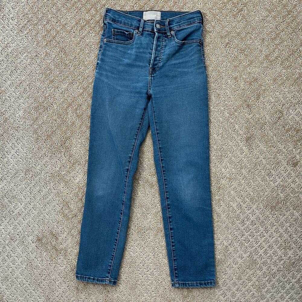 Everlane High Rise Slim Straight Cigarette Denim Jeans Button Fly